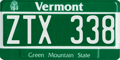 VT license plate ZTX338