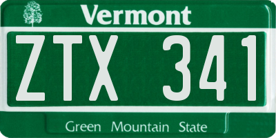 VT license plate ZTX341