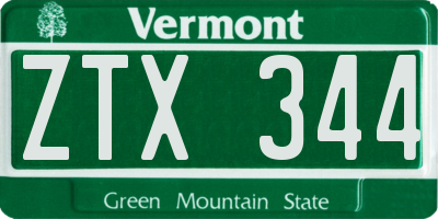 VT license plate ZTX344
