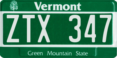 VT license plate ZTX347