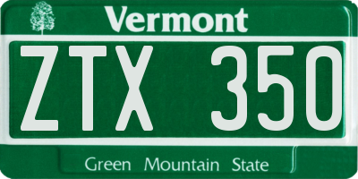 VT license plate ZTX350