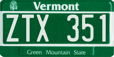 VT license plate ZTX351