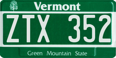 VT license plate ZTX352