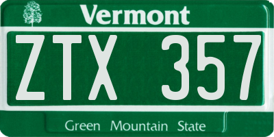VT license plate ZTX357