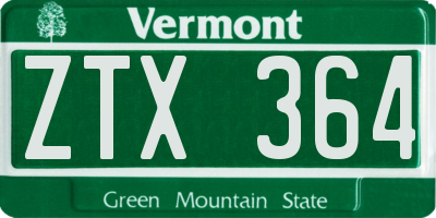 VT license plate ZTX364