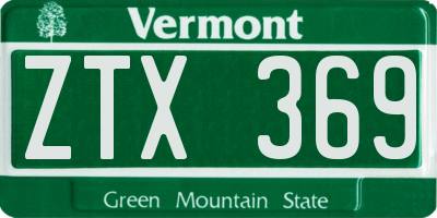 VT license plate ZTX369