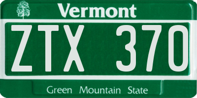 VT license plate ZTX370