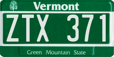 VT license plate ZTX371