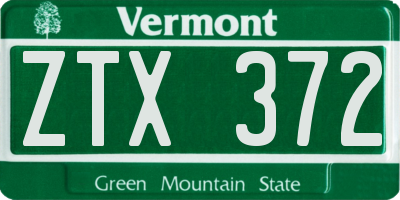 VT license plate ZTX372