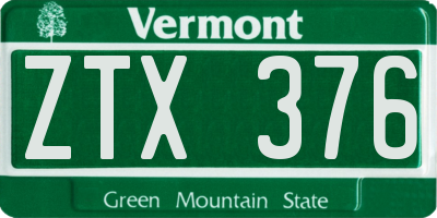 VT license plate ZTX376