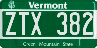VT license plate ZTX382