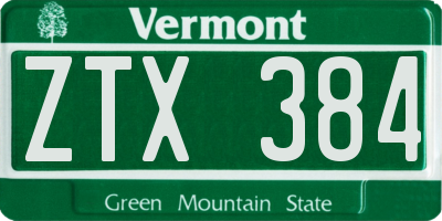 VT license plate ZTX384