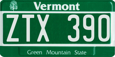 VT license plate ZTX390