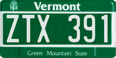 VT license plate ZTX391