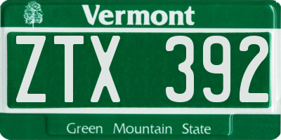 VT license plate ZTX392