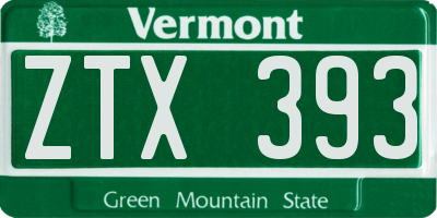 VT license plate ZTX393