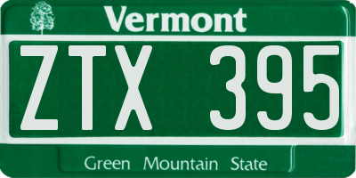 VT license plate ZTX395