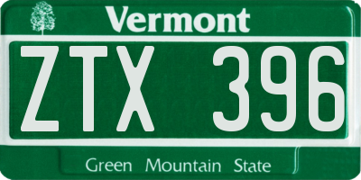 VT license plate ZTX396