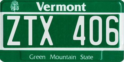 VT license plate ZTX406