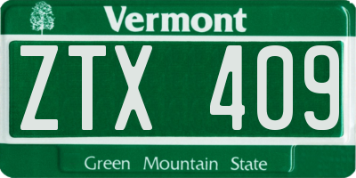 VT license plate ZTX409