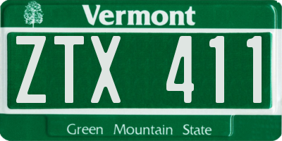 VT license plate ZTX411