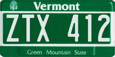 VT license plate ZTX412