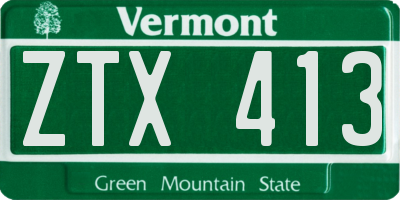 VT license plate ZTX413