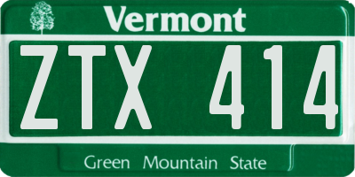 VT license plate ZTX414