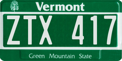 VT license plate ZTX417