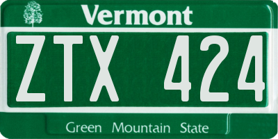 VT license plate ZTX424