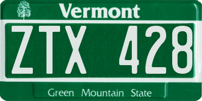 VT license plate ZTX428