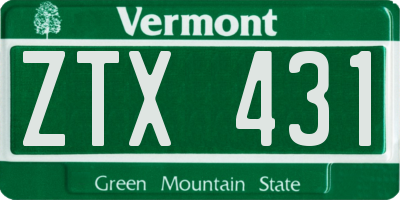 VT license plate ZTX431