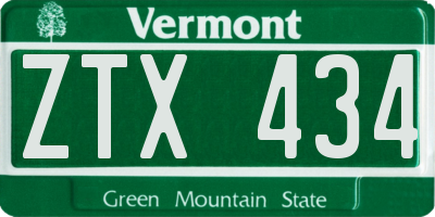 VT license plate ZTX434