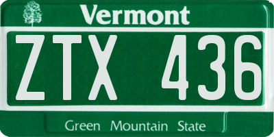 VT license plate ZTX436