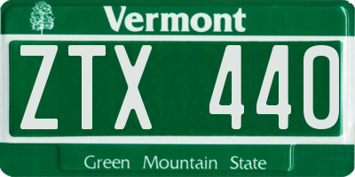 VT license plate ZTX440