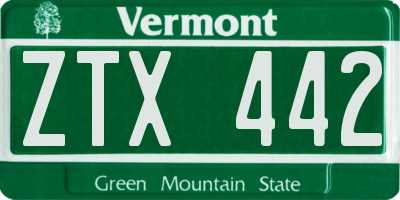 VT license plate ZTX442