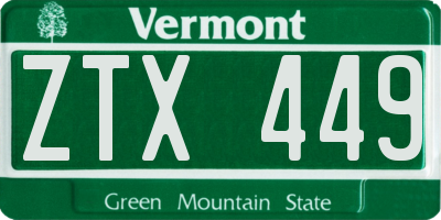 VT license plate ZTX449