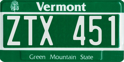 VT license plate ZTX451