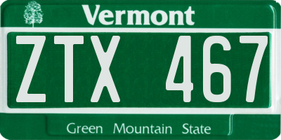 VT license plate ZTX467