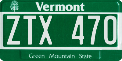 VT license plate ZTX470