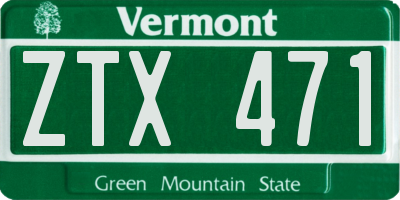 VT license plate ZTX471