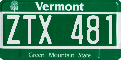 VT license plate ZTX481
