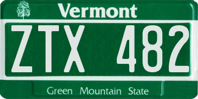 VT license plate ZTX482
