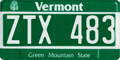 VT license plate ZTX483