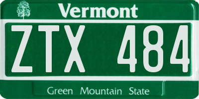 VT license plate ZTX484