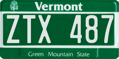 VT license plate ZTX487