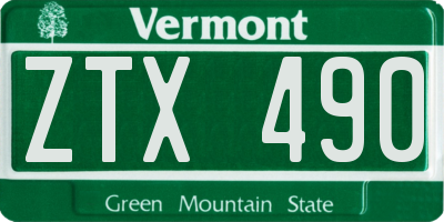 VT license plate ZTX490