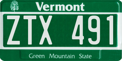 VT license plate ZTX491