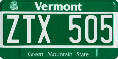 VT license plate ZTX505