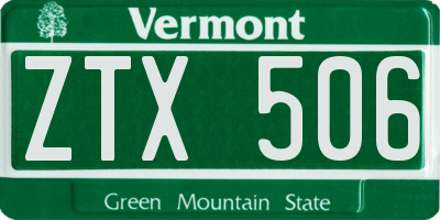 VT license plate ZTX506
